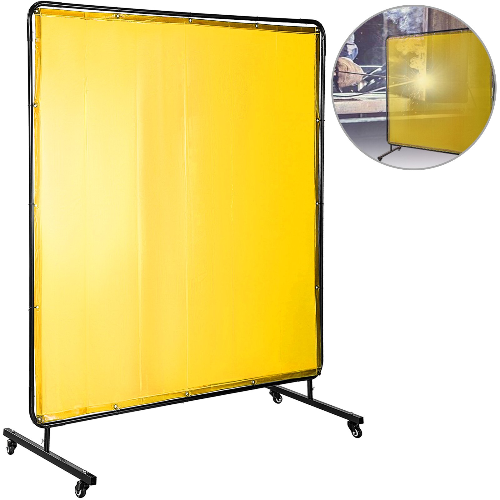 Welding Curtain Welding Screens&nbsp6' x 6' Flame Retardant Vinyl with Frame Yellow от Vevor Many GEOs