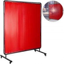 Welding Curtain Welding Screens 6' x 6' Flame Retardant Vinyl with Frame Red