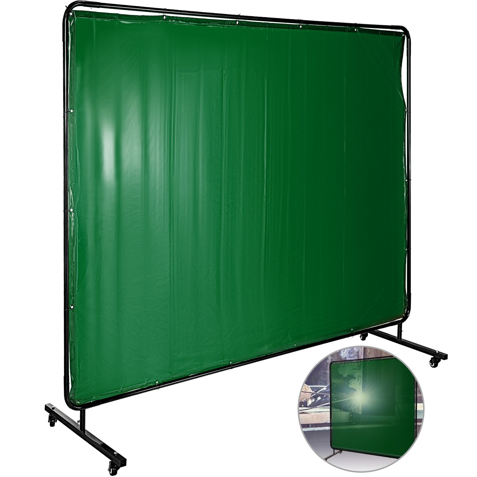 Welding Curtain Welding Screens&nbsp6' x 8' Flame Retardant Vinyl with Frame Green от Vevor Many GEOs
