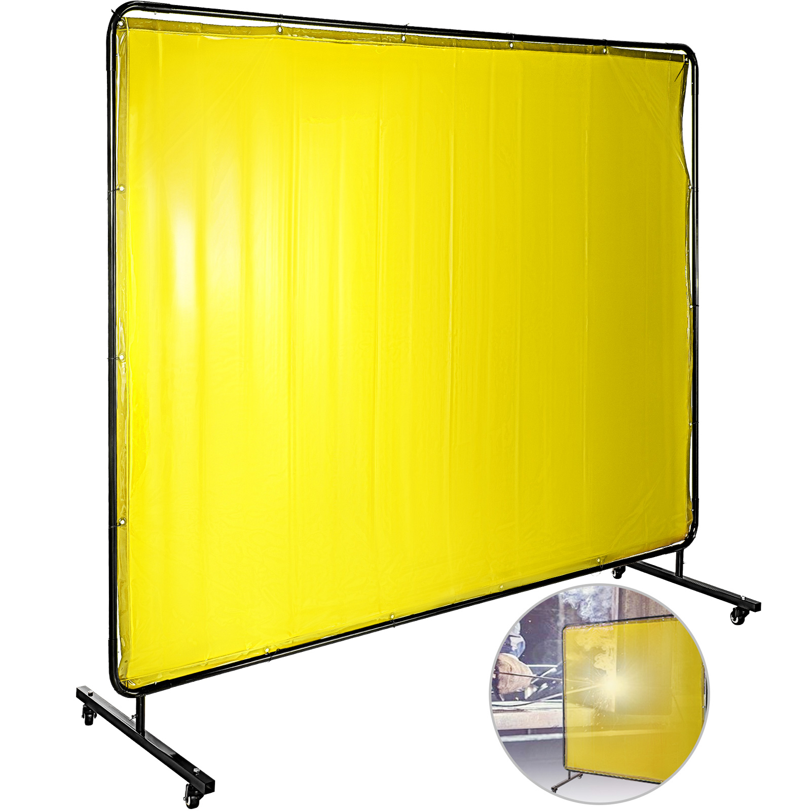 Welding Curtain Welding Screens&nbsp6' x 8' Flame Retardant Vinyl with Frame Yellow от Vevor Many GEOs