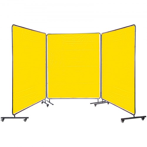 VEVOR Welding Screen 6' x 6' 3 Panel Welding Curtain Flame Retardant W/Frame and Wheels, Translucent Welding Shield, Flame Resistance Weld Curtain, Adjustable Size, Red
