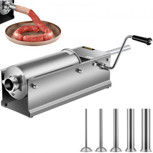Vevor 5l Sausage Stuffer Filler Commercial Stainless Steel Horizontal 5 Nozzles