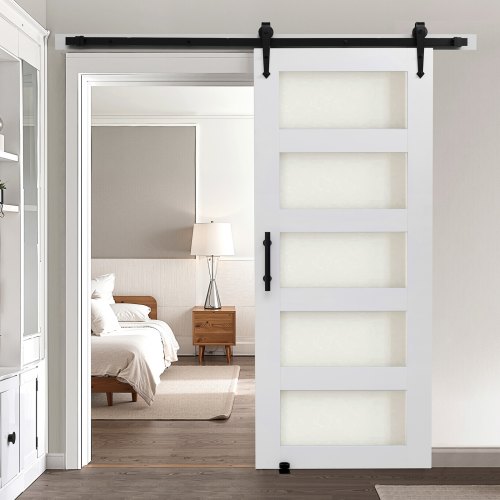 

VEVOR Sliding Barn Door with Hardware Kit 914 x 2134mm MDF Panel Frosted Glass