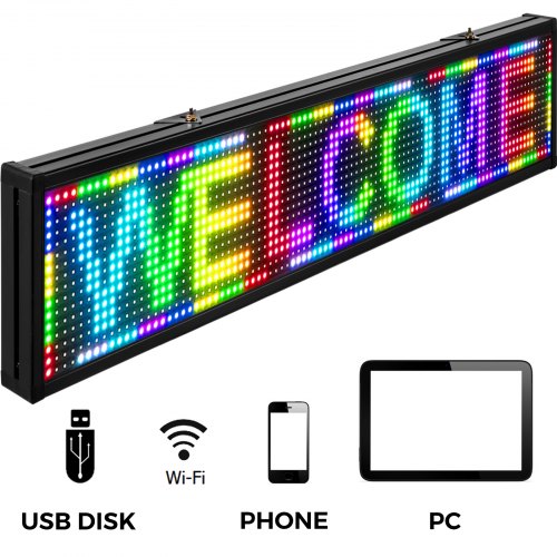P10 LED Sign Full Color 40" x 8" Scrolling Programmable Message Display Banner 
