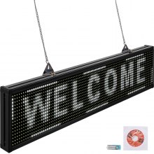 Vevor Led Scrolling Sign 38"x6.5" P10 Programmable White Sign Board With Sling