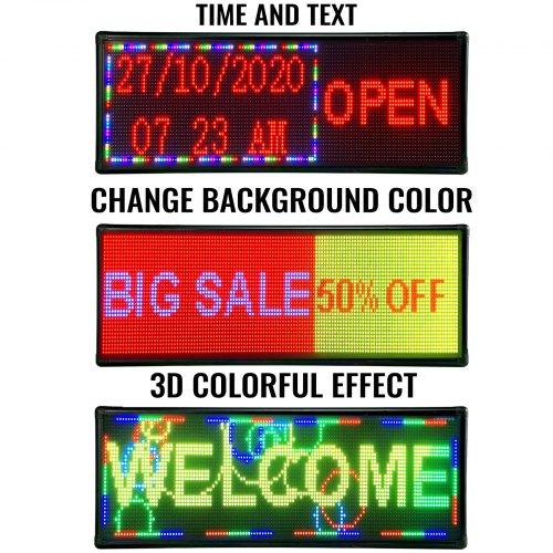 9"X40" LED Sign 7 Color Programmable Scrolling Indoor Message Display Board P6 