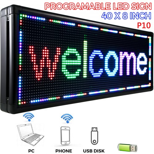 Led Sign Led Scrolling Sign 100x20cm Seven-Color Flashing Message Board Outdoor