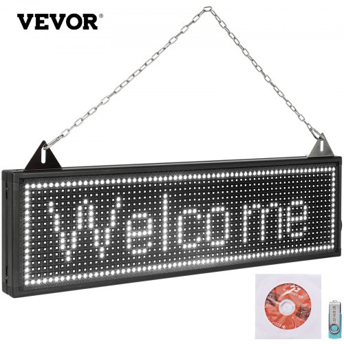 

VEVOR LED Scrolling Sign, 27" x 8" WiFi & USB Control P10 Programmable Display, Indoor White High Resolution Message Board, High Brightness Electronic Sign, Perfect Solution for Advertising