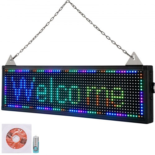 VEVOR LED Scrolling Sign LED Display Board 27 x 8 in 7 Color P10 Electronic Sign