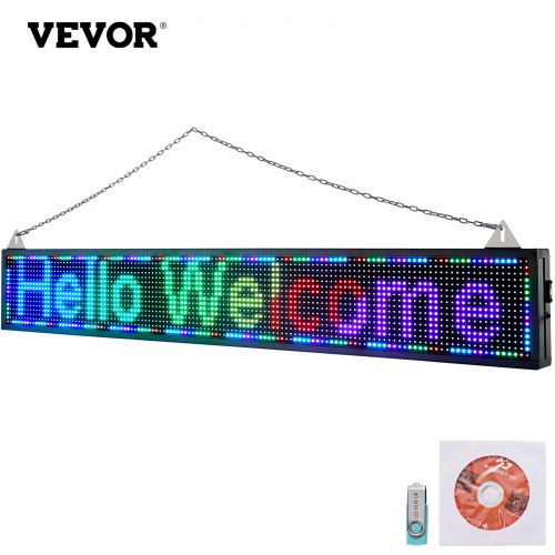 VEVOR LED Scrolling Sign LED Display Board 52 x 8 in 7 Color P10 Electronic Sign