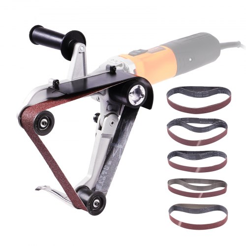 

VEVOR Belt Sander Adapter for Angle Grinder, Pipe or Tube Sanding Attachment with 5/8-11" Imperial Thread and 10PCS Sanding Belts, Belt Sander Attachment Pipe Polishing Adapter for Rust Removal