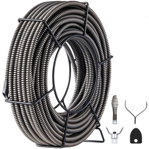 

VEVOR Drain Cleaning Cable 100 Feet x 1/2 Inch Solid Core Cable Sewer Cable Drain Auger Cable Cleaner Snake Clog Pipe Drain Cleaning Cable Sewer Drain Auger Snake Pipe