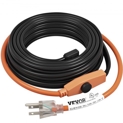 VEVOR Pipe Heating Cable, 18-feet 7W Heat Tape for Pipes with Built-in Thermostat, Protects PVC Hose, Metal and Plastic Pipe from Freezing, 120V