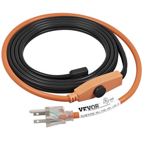 VEVOR Cold Weather Pipe and Valve Heating Cable with Built-in Thermostat 6 Feet