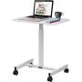 VEVOR Mobile Laptop Desk, 30" to 43.3", Height Adjustable Rolling Cart w/Gas Spring Riser, Swivel Casters and Hook Home Office Computer Table for Standing or Sitting, White