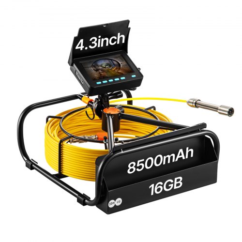 VEVOR Sewer Camera, 98.4 ft/30 m, 4.3"" Pipe Drain Inspection Camera with DVR Function and LED Lights, Waterproof IP68 Borescope, Industrial Endoscope