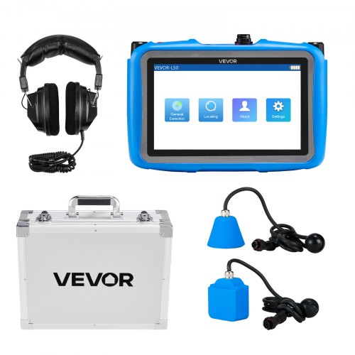 

VEVOR Pipe Water Leak Detector for Indoors, 1Hz-10000Hz, 7" Touchscreen Plumbing Water Leakage Detection Locator with Horizontal & Vertical Sensors, Headphones, 8GB SD Card & Carry Case for Home Use