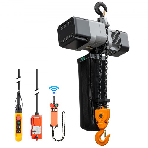 

VEVOR 11000 lbs Electric Chain Hoist 30 ft Lift Three-Phase Overhead Crane, Double G100 Chain with 328 ft Wireless & 27 ft Wired Remote Control, 208-240V/440-480V, for Factories, Warehouses, Garages