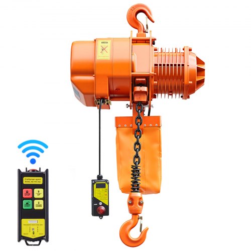 

VEVOR 4400 lbs Electric Chain Hoist, 20 ft Lifting Height, Three-Phase Overhead Crane with 328 ft Wireless Remote Control, Single G100 Chain Electric Lift Hoist for Factories, Warehouses, Garages