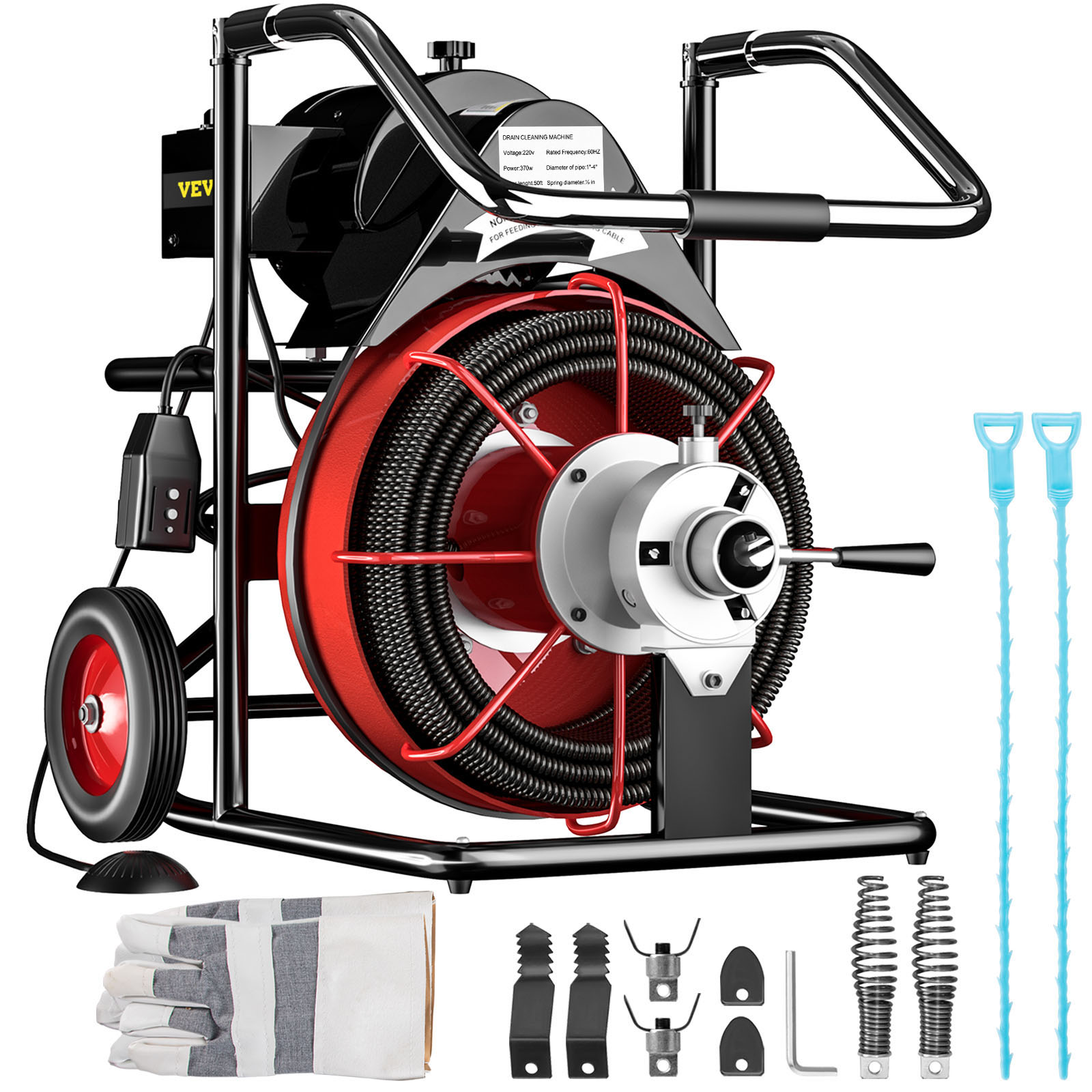 50' X 1/2" Drain Cleaning Machine Drum Auger Drain Cleaner 370w Plumbing Tools от Vevor Many GEOs