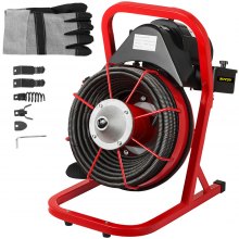 VEVOR 50 Ft x 3/8 Inch Drain Cleaner Machine fit 1 Inch (25mm) to 4 Inch(100mm) Pipes 370W Drain Cleaning Machine Portable Electric Drain Auger with Cutters Glove Drain Auger Cleaner Sewer