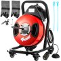 Drain Cleaner Machine Electric Drain Auger 50ftx1/2in Cable 370w W/wheels