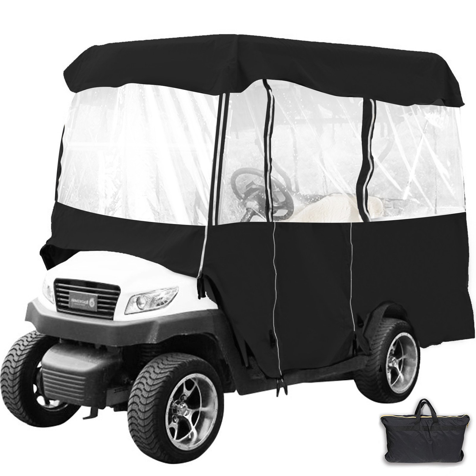 Golf Cart Cover 4 Passenger Waterproof Black Rain Cover Enclosure W/ Back Seat от Vevor Many GEOs