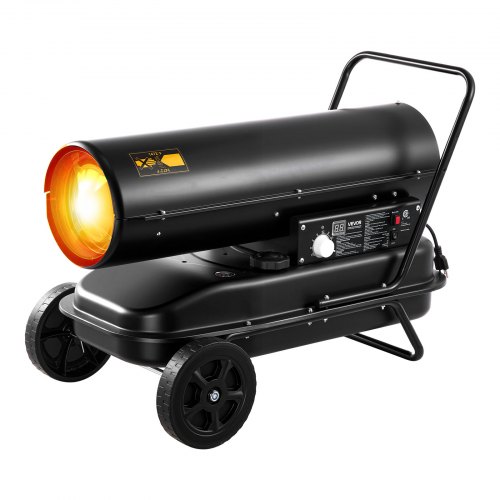 VEVOR 125000 BTU Forced Air Kerosene Diesel Space Heater with Wheels Black