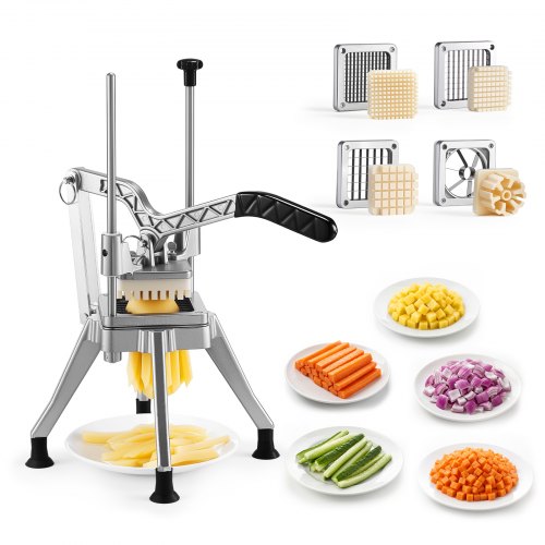 VEVOR VEVOR French Fry Cutter, Commercial Vegetable Chopper with 4 Replacement Blades, 1.3 cm, 0.9 cm, 0.6 cm Blade Easy Dicer Chopper and 6-wedge Apple Cor sold by VEVOR AU