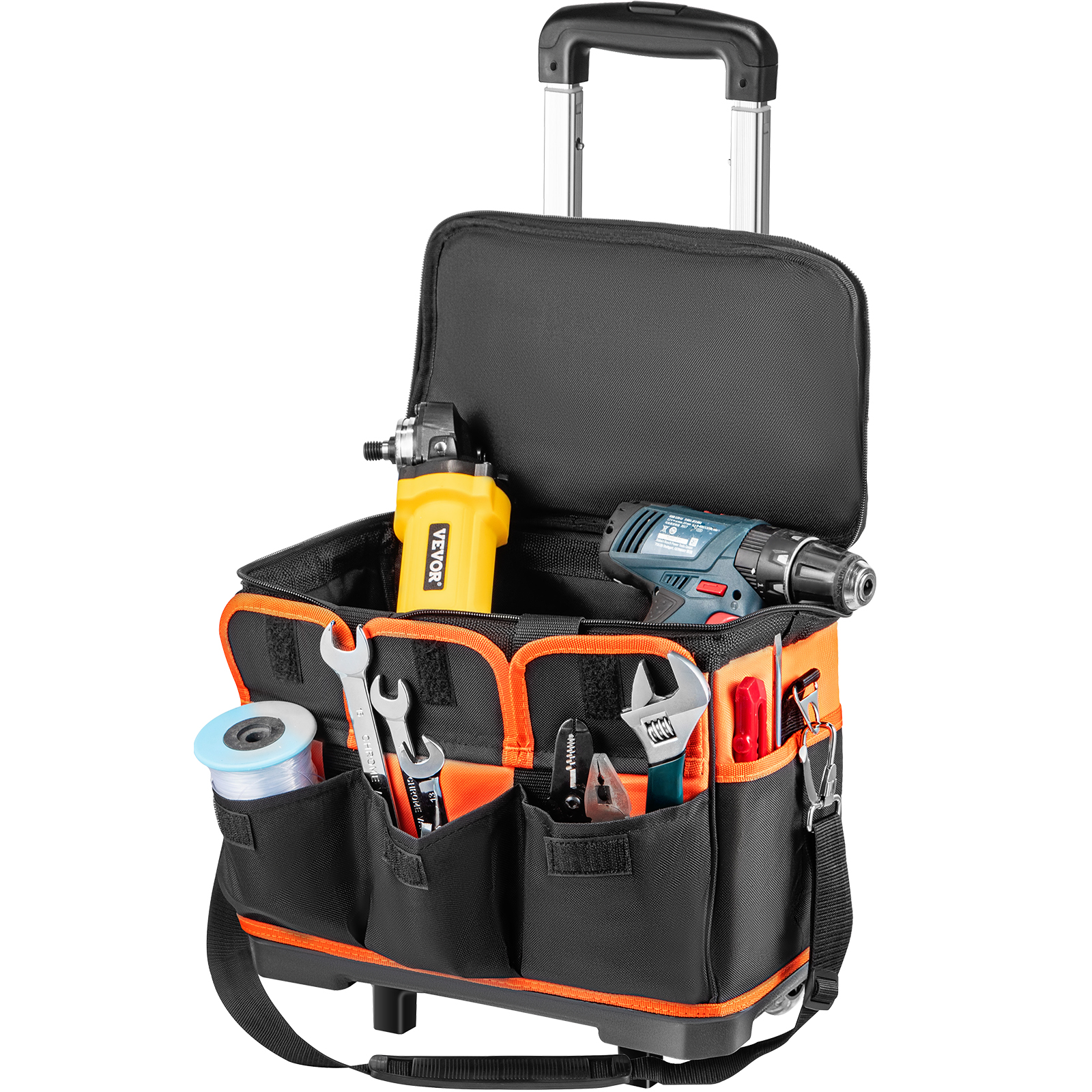 VEVOR Tool Bag with Wheels Rolling Tote 14in Wheeled Storage Case &amp 17 Pockets от Vevor Many GEOs