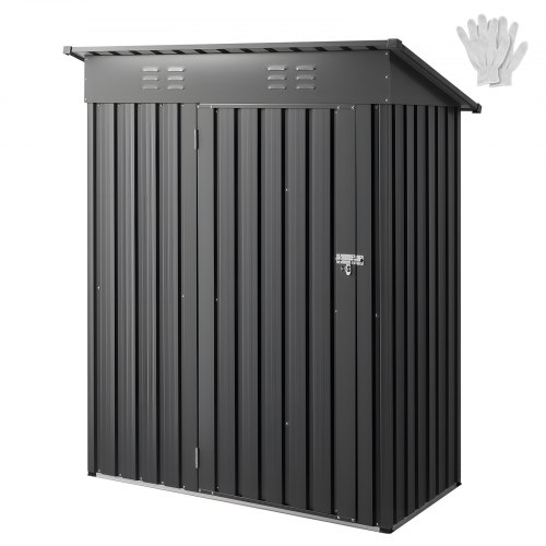 VEVOR 1533 x 876 x 1815 mm Metal Garden Shed with 2 Louver Vents Waterproof Grey