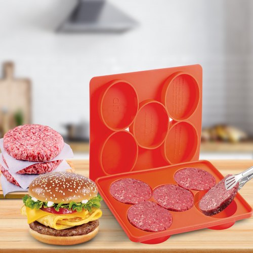 

Vevor Burger Press And Freezer Container Innovative Burger Press 5-in-1 Red Bbq