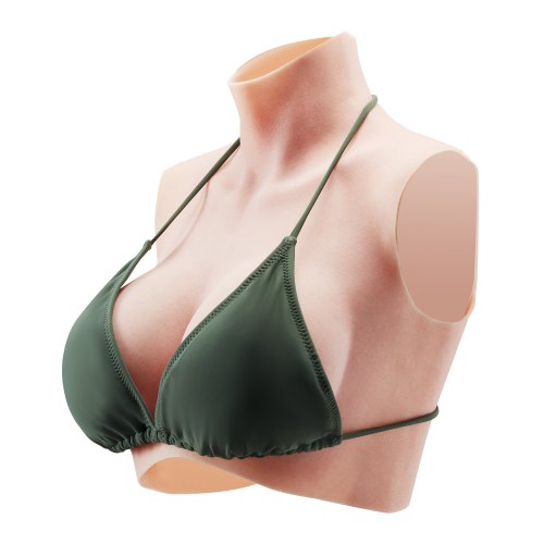 

Silicone Breastplate C-Cup High Neckline Fake Breasts for Cosplay Drag Queen