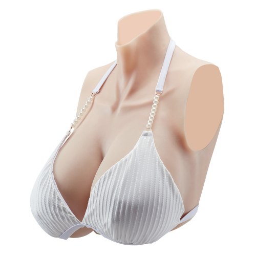 

VEVOR Silicone Breastplate H-Cup High Neck Fake Breasts for Cosplay Drag Queen