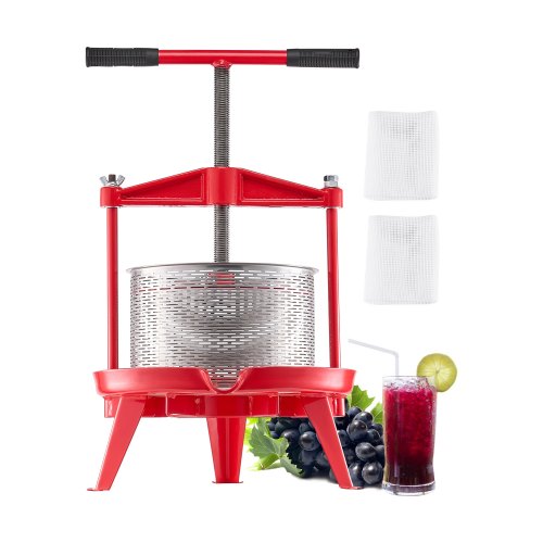 

VEVOR Fruit Wine Press Manual Press for Wine Making 2.38 Gal/9L Stainless Steel