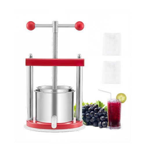 Vevor 0.44 Gal/1.65L Fruit Wine Press, 2 Stainless Steel Barrels, Manual Juice Maker, Cider…
