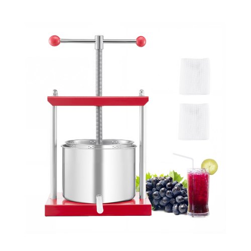 Vevor 1.6 Gal/6L Fruit Wine Press, 2 Stainless Steel Barrels, Manual Juice Maker, Cider Apple…