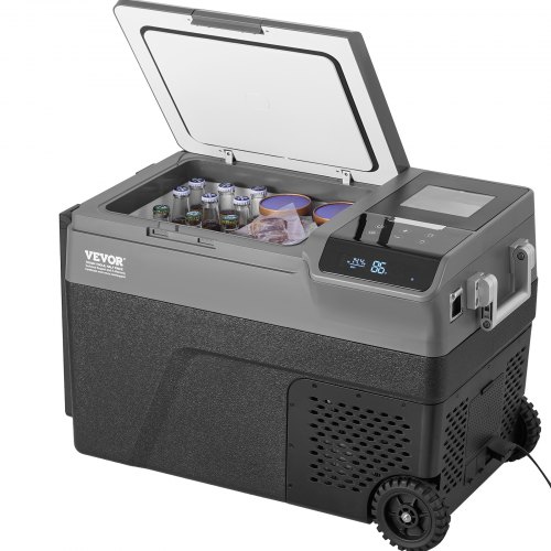VEVOR Portable Car Refrigerator, with Ice Making Function, 12 Volt Car Refrigerator Fridge, 35 L Single Zone Portable Freezer, -4℉-68℉ Adjustable Temperature, with Casters for Camping, Car, RV