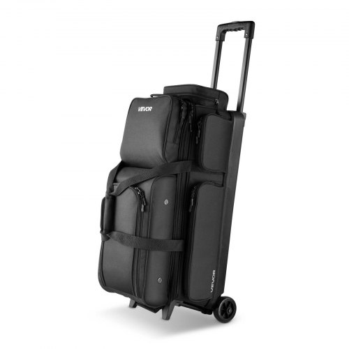 

VEVOR 3 Ball Bowling Bag with Wheels Double Roller Bowling Bag Shoe Compartment
