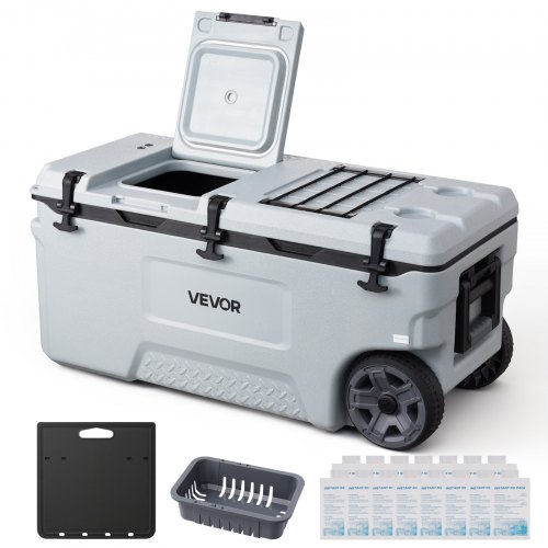 VEVOR Hard Cooler, 106QT Portable Rolling Cooler with Wheels, Leak-Resistant Coolbox Keeps Contents Cool for 48 Hours, Ice Retention Insulated Chests,