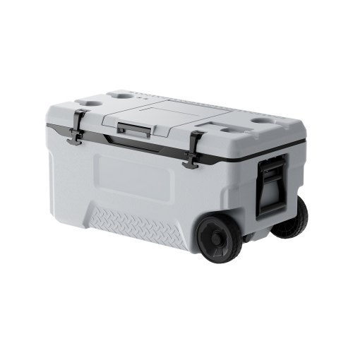 

Portable Cooler 74 QT Insulated Wheeled Cooler 120 Can Capacity with Cup Holder