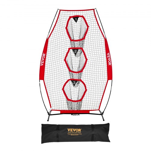 VEVOR 8 x 4 inch Football Trainer Throwing Net, Training Throwing Target Practice Net with 5 Target Pockets, Knotless Net Includes Straps and Portable