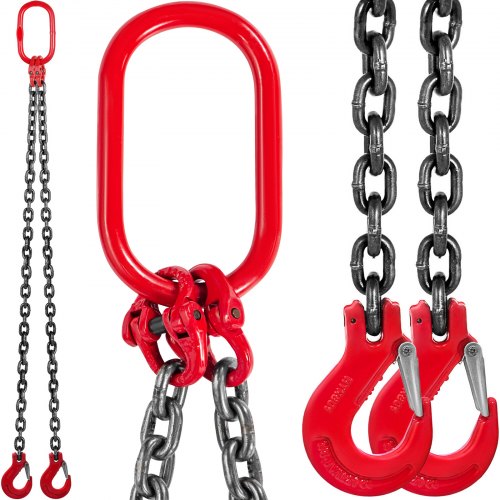 

VEVOR 6FT Chain Sling 5/16 in x 6 ft Double Leg with Grab Hooks Sling Chain 3T Capacity Double Leg Chain Sling Grade80 (0.31In x 6Ft Double Leg Sling)