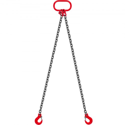 Chain Sling - 6/15" x 6.5' Double Leg with Steel Hook - Grade 80