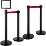 Vevor Crowd Control Barriers Line Dividers 4pcs Black Poles With One Sign Frame
