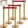 Vevor Crowd Control Barriers Line Dividers 6pcs Gold Poles With One Sign Frame