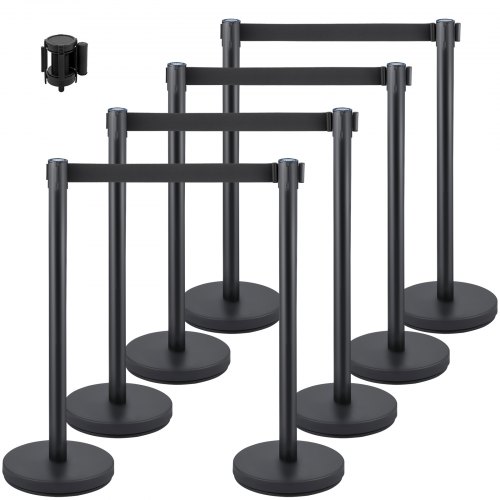 

Vevor 8 X Retractable Crowd Control Barriers Queue Pole Barrier Posts Belt Set