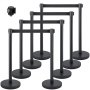 Vevor 8 X Retractable Crowd Control Barriers Queue Pole Barrier Posts Belt Set