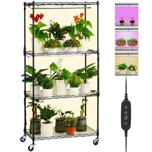 

VEVOR Plant Stand with Grow Lights 4 Tiers 45W 49.8" Tall Plant Grow Shelf