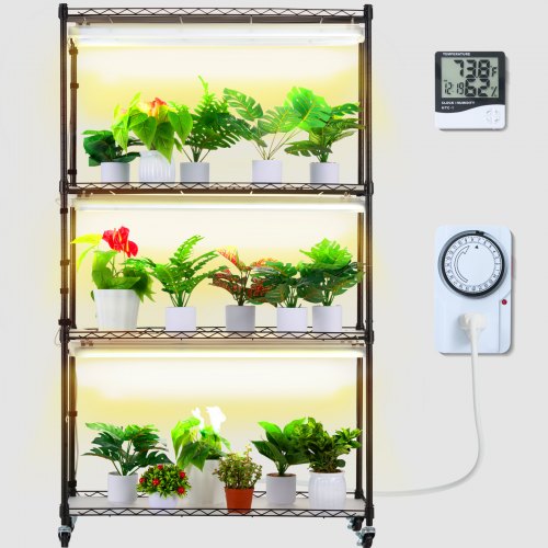 

VEVOR Plant Stand with Grow Light, 4 Tiers Plant Shelf with 3000K 180W LED Full Spectrum Light for Indoor Plants, Grow Light Shelf with Timer for Seed Starting 35.4" L x 13.8" W x 59.1" H